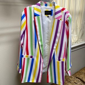 ELOQUII Rainbow Stripe Relaxed Blazer